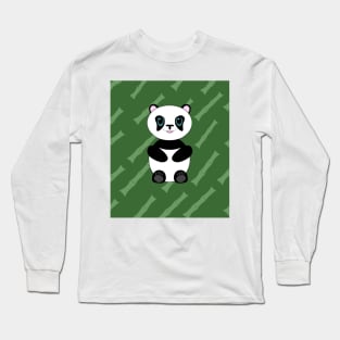 Cute kawaii panda on bamboo background street wear block style Long Sleeve T-Shirt